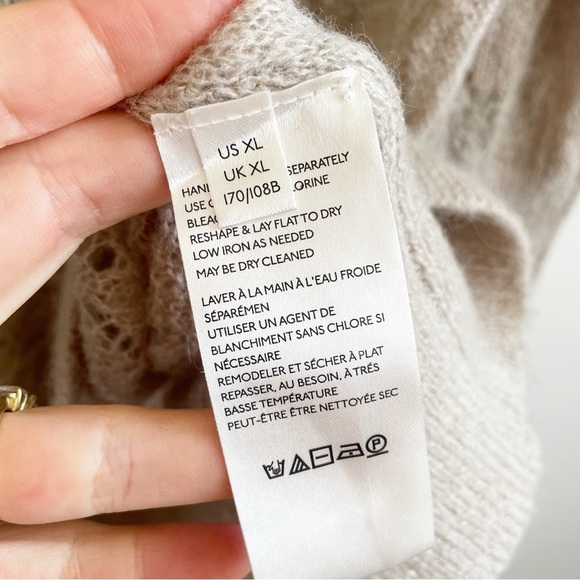 Free People Say Hello Sweater wool alpaca open knit whimsical neutral slouchy - Picture 10 of 13